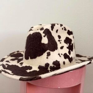 Free People Cow Print Hat - Black and White